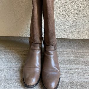 Tory Burch Women Over the knee 35MM boots in color brown and split suede